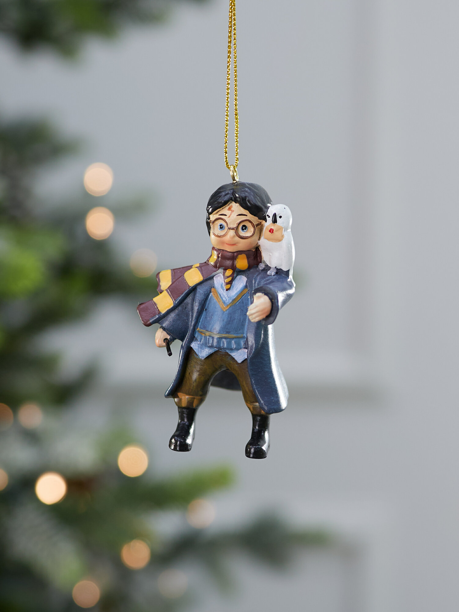 Елочная игрушка Лавка Чудес "Волшебник с Совой", полирезин, бежево-коричнево-синяя — фото 1