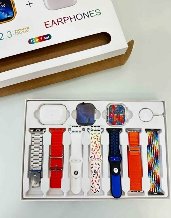 Умные часы Smart Watch i20 UltraMAX, беспроводная зарядка, 7 ремешков + беспроводные наушники