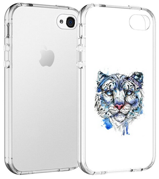 Чехол задняя-панель-накладка-бампер MyPads водяной тигр для iPhone 4/4S противоударный