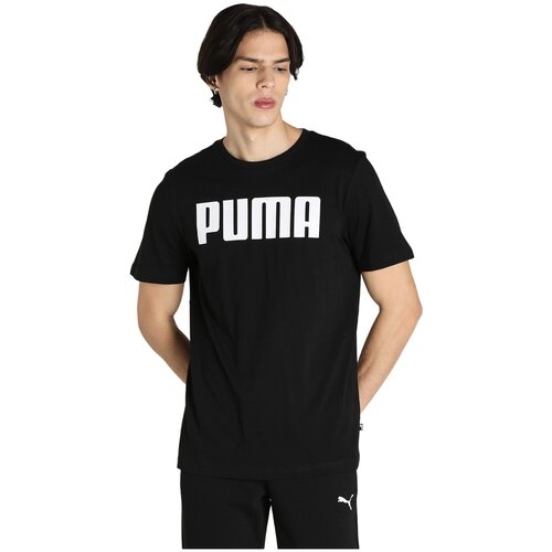 Футболка PUMA, хлопок, однотонная, размер L, черный