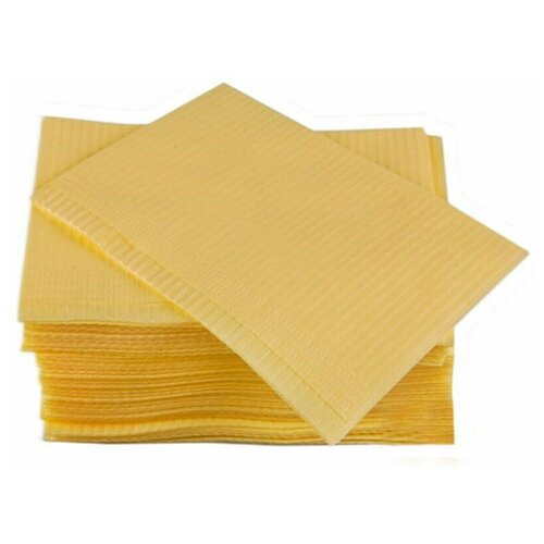 Cалфетки стоматологические нагрудные стандарт 1 слой бумаги + 1 слой полиэтилена лимонные 500 шт.