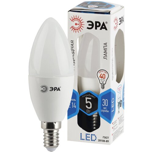 Лампочка светодиодная ЭРА STD LED B35-5W-840-E14 E14 / Е14 5 Вт свеча нейтральный белый свет