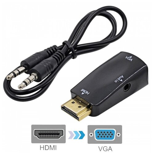 Видео-переходник/конвертер/преобразователь/компактный видео-аудио переходник HDMI-VGA+ jack 3.5, AVW20 переходник hdmi в vga jack 3 5 мм аудио питание