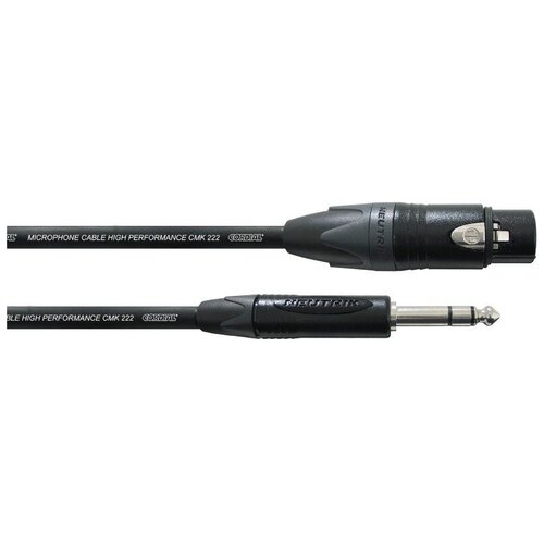 Cordial CPM 2.5 FV инструментальный кабель XLR female/джек стерео 6.3мм male, разъемы Neutrik, 2.5м cordial cfm 6 fv инструментальный кабель xlr female джек стерео