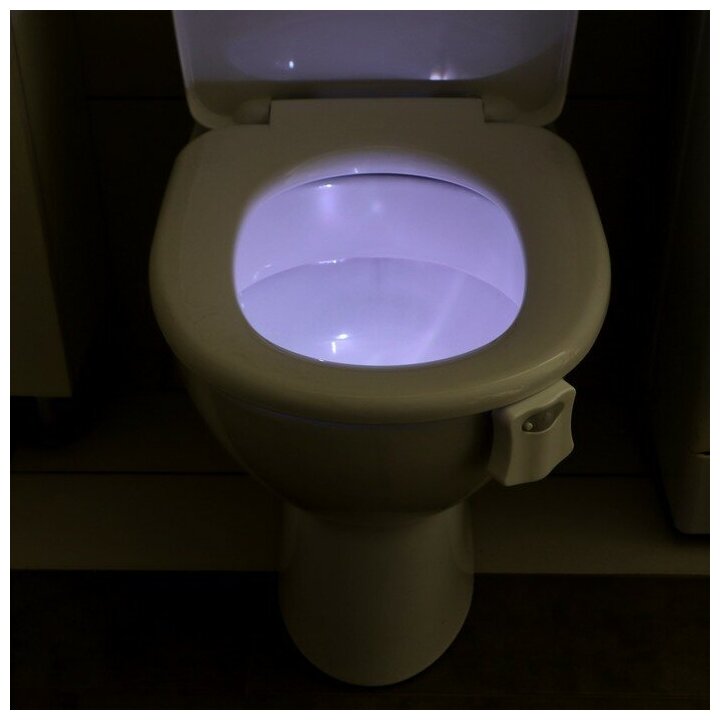 Светильник для туалета с датчиком движ., RGB, 3 Вт, IP68, от бат. 3*AAA, белый - фотография № 13