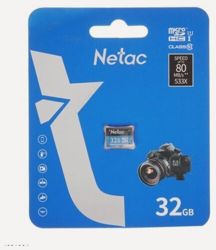 Изображение товара Карта памяти Netac P500 MicroSDHC 32Gb Сlass 10 80MB/s (NT02P500STN-032G-S)