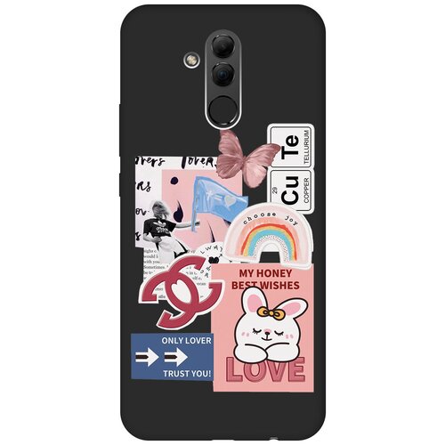 Матовый чехол Cute Stickers для Huawei Mate 20 Lite / Хуавей Мейт 20 Лайт с 3D эффектом черный матовый чехол bts stickers для huawei mate 20 lite хуавей мейт 20 лайт с 3d эффектом черный