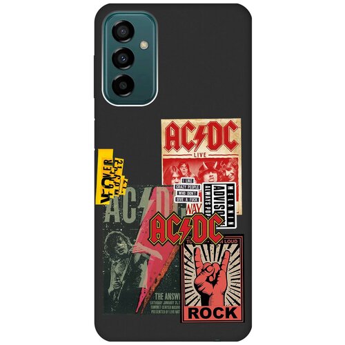 Матовый чехол AC/DC Stickers для Samsung Galaxy M23 5G / Самсунг М23 5г с 3D эффектом черный матовый чехол beatles stickers для samsung galaxy m23 5g самсунг м23 5г с 3d эффектом черный