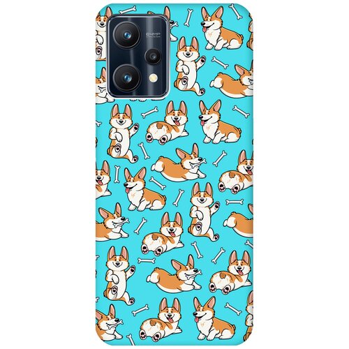 Матовый чехол Corgi Pattern для Realme 9 Pro / Рилми 9 Про с 3D эффектом бирюзовый матовый чехол corgi pattern для realme c21 рилми с21 с 3d эффектом бирюзовый