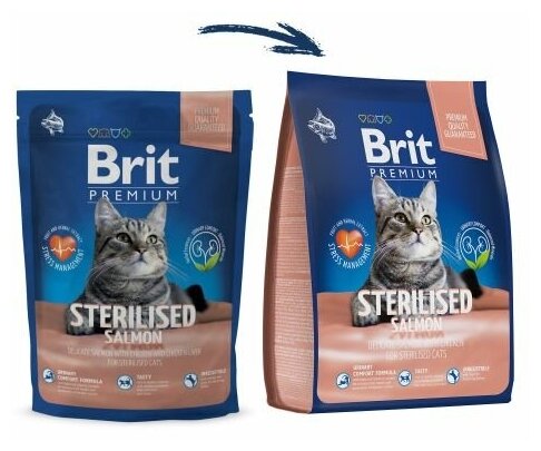 Brit Premium adult cat sterilized salmon & chicken производство Россия, Брит - фотография № 7