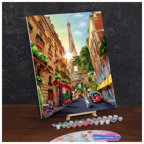 Живопись по номерам/Картина по номерам на холсте с подрамником Прогулка по Парижу 40х50 см