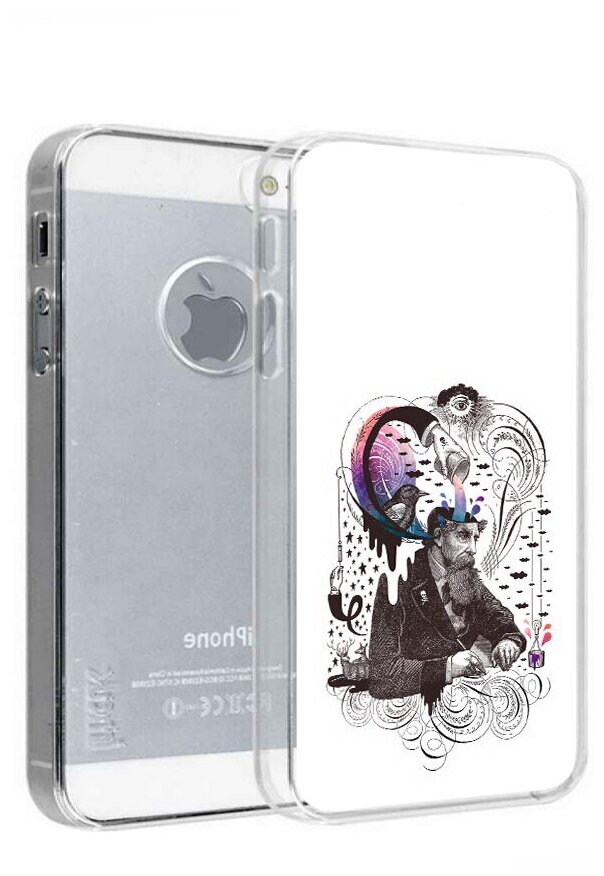 Чехол задняя-панель-накладка-бампер MyPads абстракция думающий мужчина для iPhone 5/5S/SE/5SE противоударный