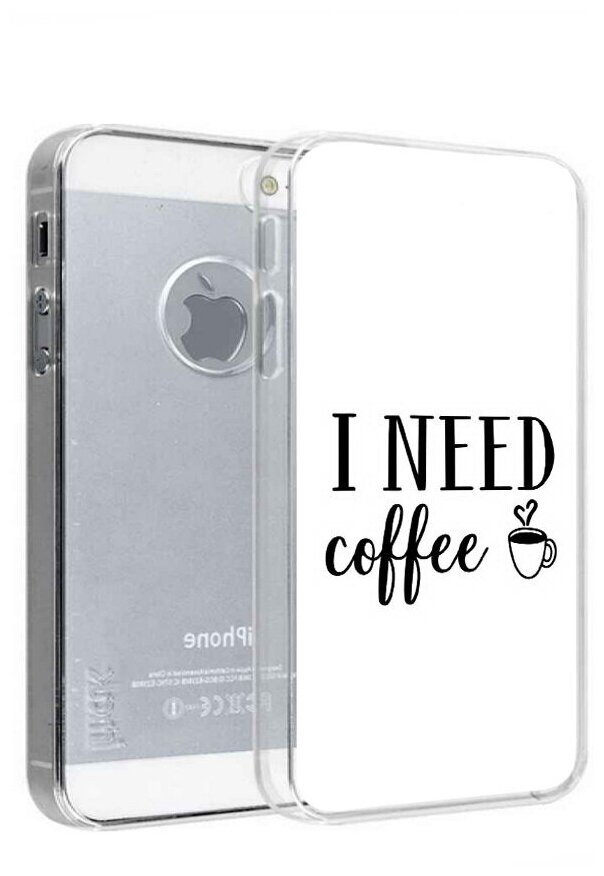 Чехол задняя-панель-накладка-бампер MyPads Мне нужен кофе для iPhone 5/5S/SE/5SE противоударный