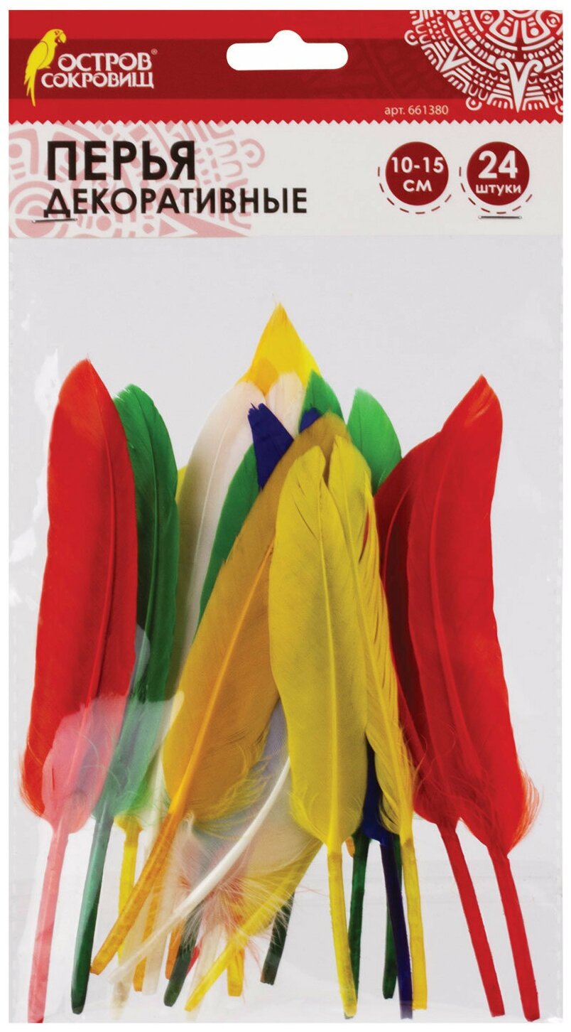 Остров сокровищ Перья декоративные страусиные 10-12 см (набор 24 шт) 6 цветов пастель ассорти