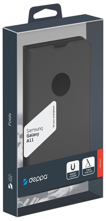 Чехол-книжка Deppa для Samsung Galaxy A11, термополиуретан, черный - фото №5