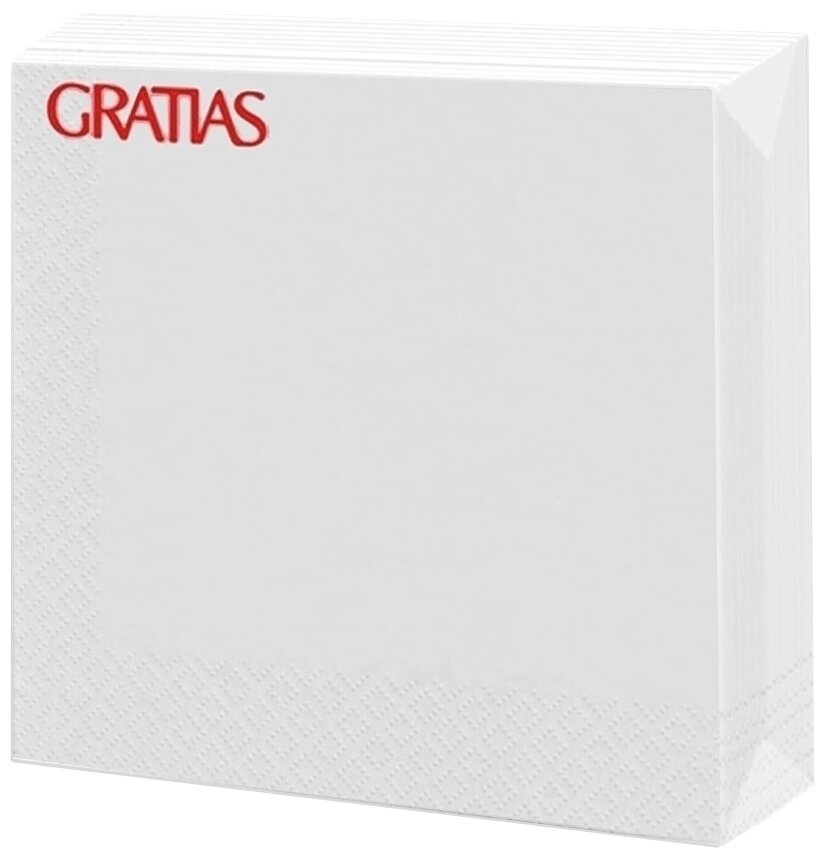 Салфетки бумажные сервировочные 3 слоя 33 см. 20 листов Gratias белые - фотография № 1