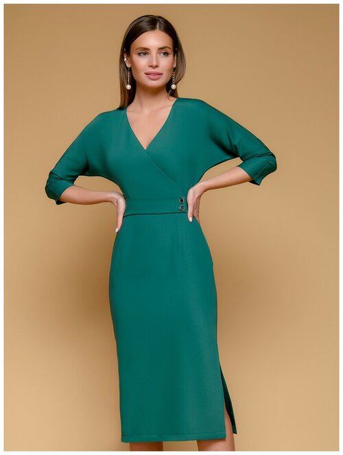 Платье 1001dress, в классическом стиле, миди, размер 40, зеленый