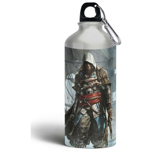 фото Бутылка фляга спортивная игры assassins creed iv black flag (черный флаг, ассасинс крид) - 5963 brutbottle