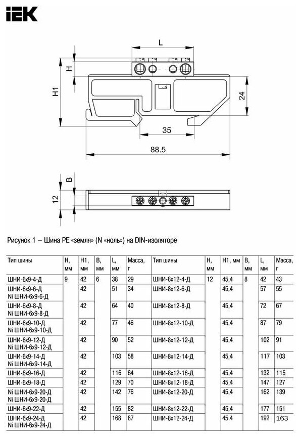 Шина сборная нулевая (полосовая) IEK YNN10-69-10C2-K07 - фотография № 5