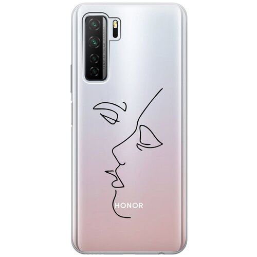 Силиконовый чехол с принтом Faces для Honor 30S / Huawei Nova 7 SE / Хонор 30с силиконовый чехол на huawei nova 7 se honor 30s хонор 30 эс с 3d принтом jam прозрачный