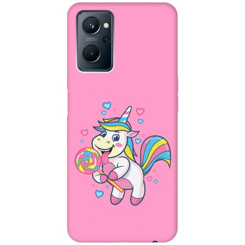 Матовый чехол Unicorn and candy для Realme 9i / Рилми 9и с 3D эффектом розовый матовый чехол fck pattern для realme 9i рилми 9и с 3d эффектом розовый