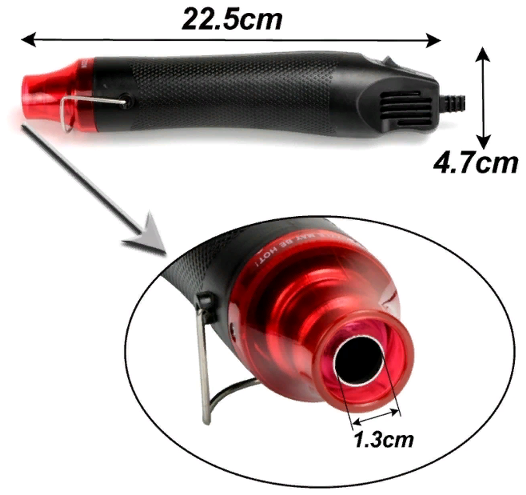 Термофен для хобби , фен технический, Мини паяльный фен для термоусадки (огромное количество термоусадочных трубок в комплекте ) black - фотография № 2