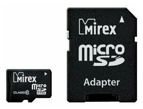 Карта памяти 4Gb MicroSD Mirex + SD адаптер (13613-AD10SD04)