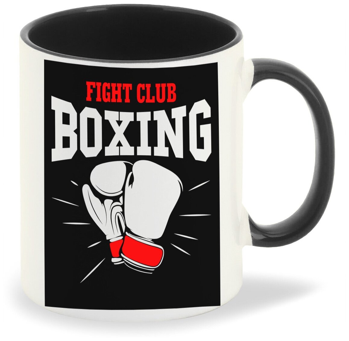 Кружка черная CoolPodarok Fight club boxing (Бойцовский клуб бокса)