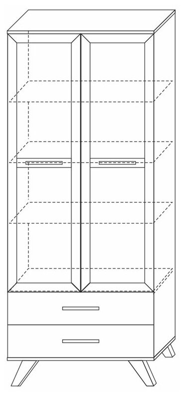 Шкаф-витрина 80x40,4x194см с ящиками белая Вега Скандинавия Кураж