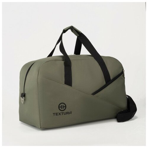 фото Textura сумка дорожная на молнии, наружный карман, длинный ремень, цвет хаки