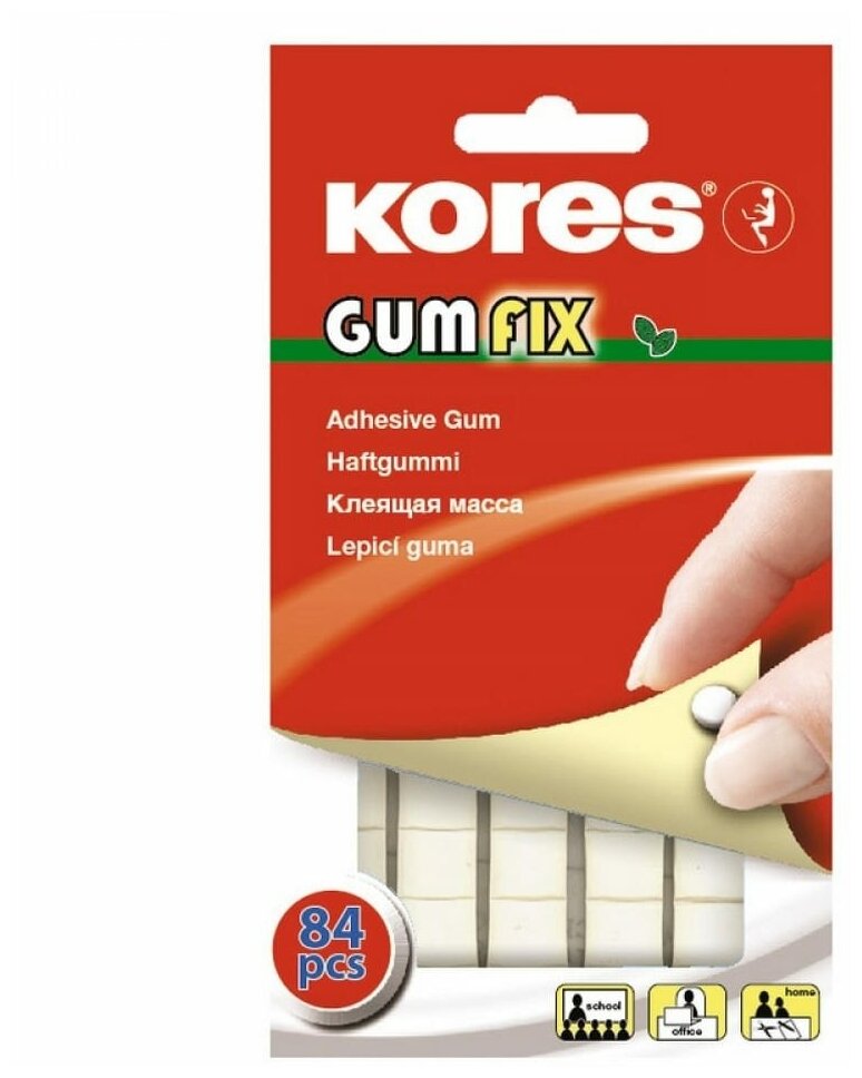 Клейкие квадраты двусторонние монтажные Kores "Gum Fix", полимерная смесь, 9 х 11 х 3.2 мм, 84 штуки