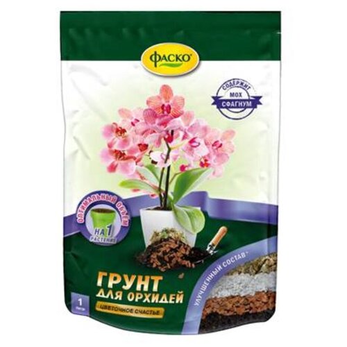 грунт для орхидей фаско цветочное счастье ведро 1л 4 упаковки Грунт для орхидей 1л Цветочное счастье дой-пак Фаско - 5 шт