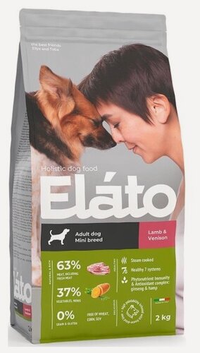 Изображение товара Корм сухой Elato Holistic для взрослых собак мелких пород, с ягненком и олениной, 2 кг