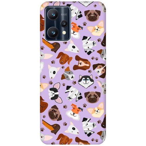 Силиконовый чехол на Realme 9 Pro, Рилми 9 Про Silky Touch Premium с принтом Dogs Pattern сиреневый