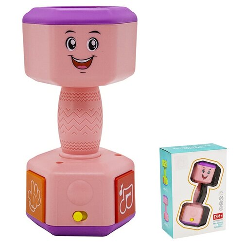 игрушка на бат 04 2mbx гантелька розовая музыкальная с проектором в кор Игрушка на бат. 04-2MBX Гантелька розовая музыкальная с проектором