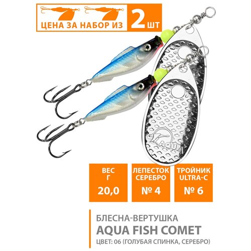 Блесна вертушка для рыбалки AQUA Fish Comet-4 20g цвет 06 2шт
