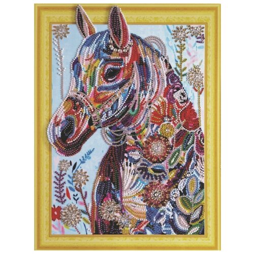 Алмазная мозаика “Цветочная лошадь” 40х50см.