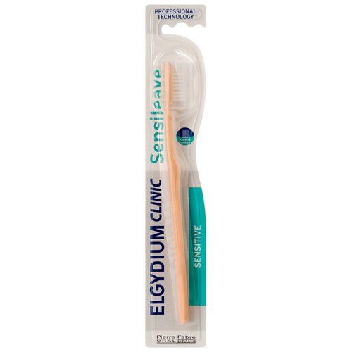 Зубная щетка Elgydium Clinic Sensitive для чувствительных зубов, мягкая, Франция (Персиковый)