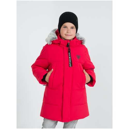 Парка Sherysheff зимняя, защита от попадания снега, съемный капюшон, карманы, светоотражающие элементы, мембрана, подкладка, размер 116, красный
