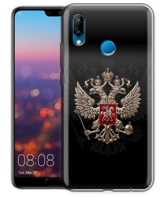 Дизайнерский силиконовый чехол для Хуавей Р20 лайт / Huawei P20 Lite Герб России