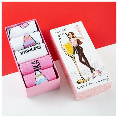 фото Носки kaftan, 5 пар, размер 36/40, розовый, белый