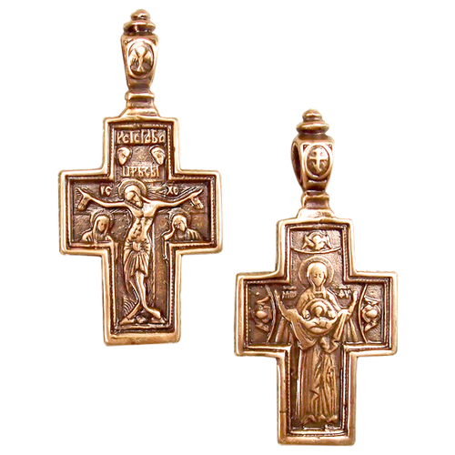 Крестик Мастерская Алешиных крест нательный с распятием иисуса христа и иконой божией матери 11014128