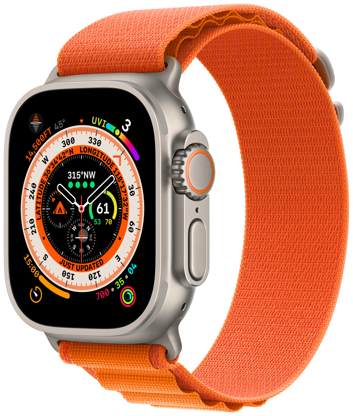 Часы Apple Watch Ultra Titanium Case with Orange Alpine Loop Оранжевый / Для других стран / 49mm / M