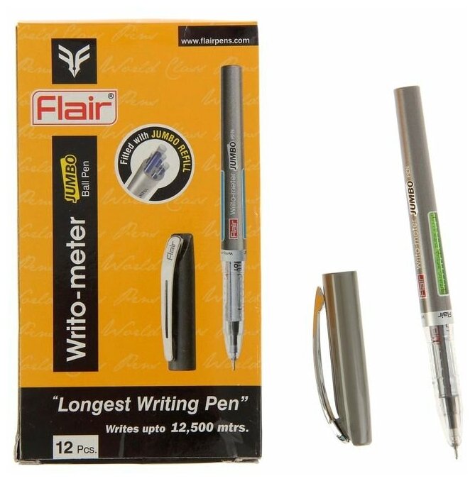 Ручка шариковая Flair Writo-Meter Jumbo, узел-игла 0.5 мм, (пишет 12,5 км),чернила пониженной вязкости, синяя