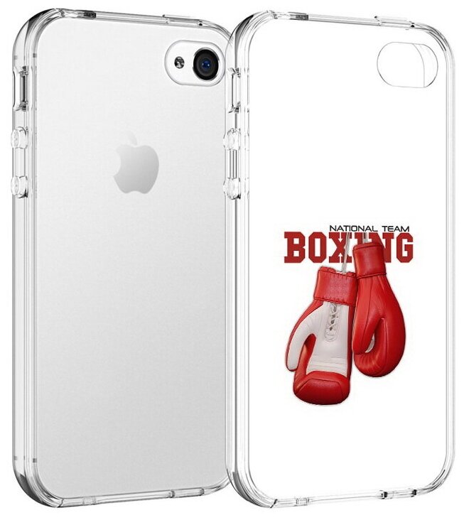 Чехол задняя-панель-накладка-бампер MyPads боксерские перчатки для iPhone 4/4S противоударный