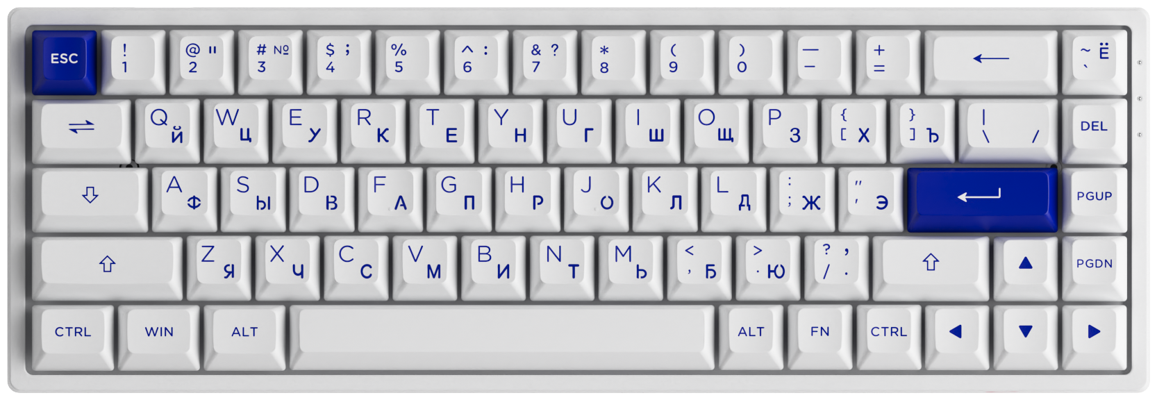 Игровая Клавиатура AKKO 3068B (Plus Edition, White &Blue 3 Modes RGB Hot Swap Jelly Pink ASA profile, русская раскладка