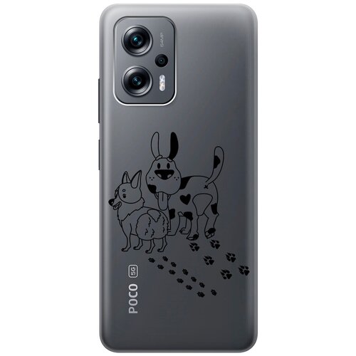 Силиконовый чехол с принтом Funny doggies для Poco X4 GT / Xiaomi Redmi Note 11T Pro / 11T Pro+ / Поко Х4 ГТ / Сяоми Редми Ноут 11Т / 11Т Про+
