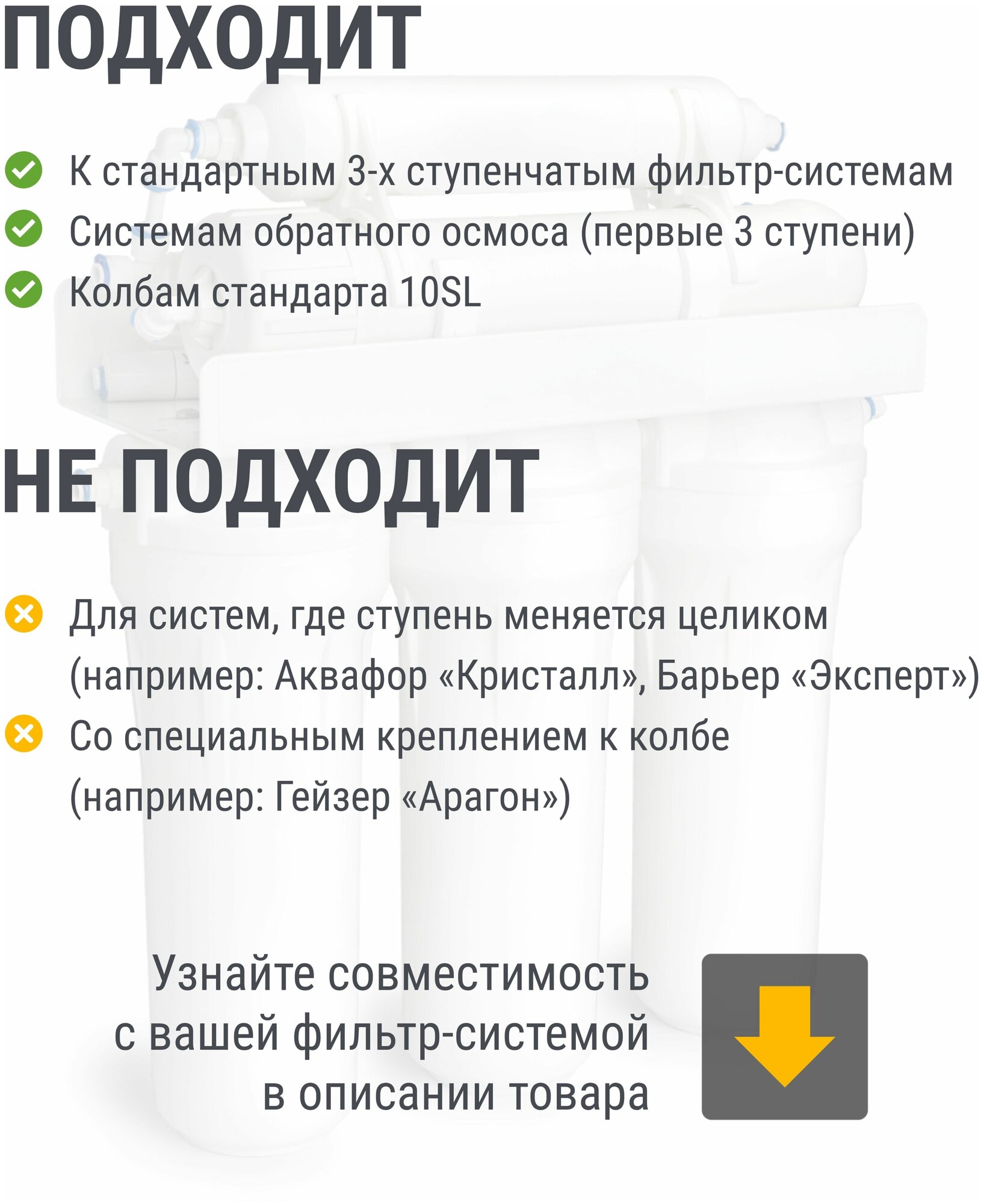 Комплект картриджей Нептун для фильтра под мойку Базовый (PP,GAC,PP), 3-х ступенчатый, универсальный - фотография № 3