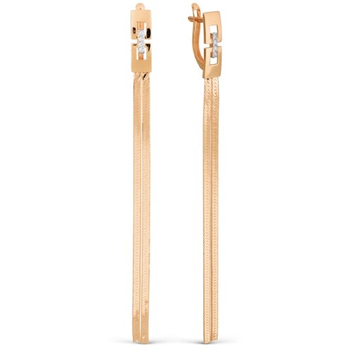 Серьги красное золото, 585 проба, родирование, фианит