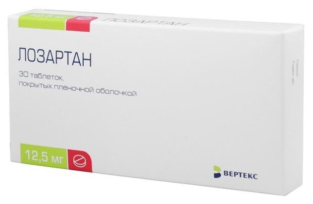 Изображение Лозартан таб. п/о плен., 12.5 мг, 30 шт.